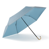 Sunbarry Romantic Breezer UV parasol in Sky Blue – open, gold handle, heart trim#Color_Sky Blue